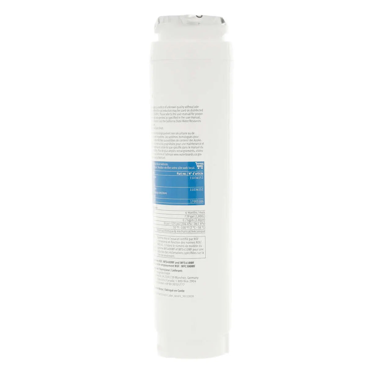 11034152 Bosch UltraClarity Refrigerator Water Filter, BORPLFTR10, RA450010, REPLFLTR10 Bosch