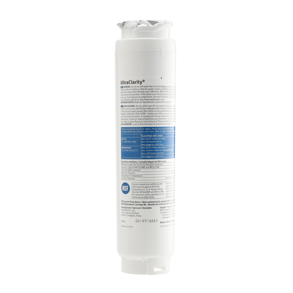 Bosch 11048053 UltraClarity Water Filter 3 Pack Bosch