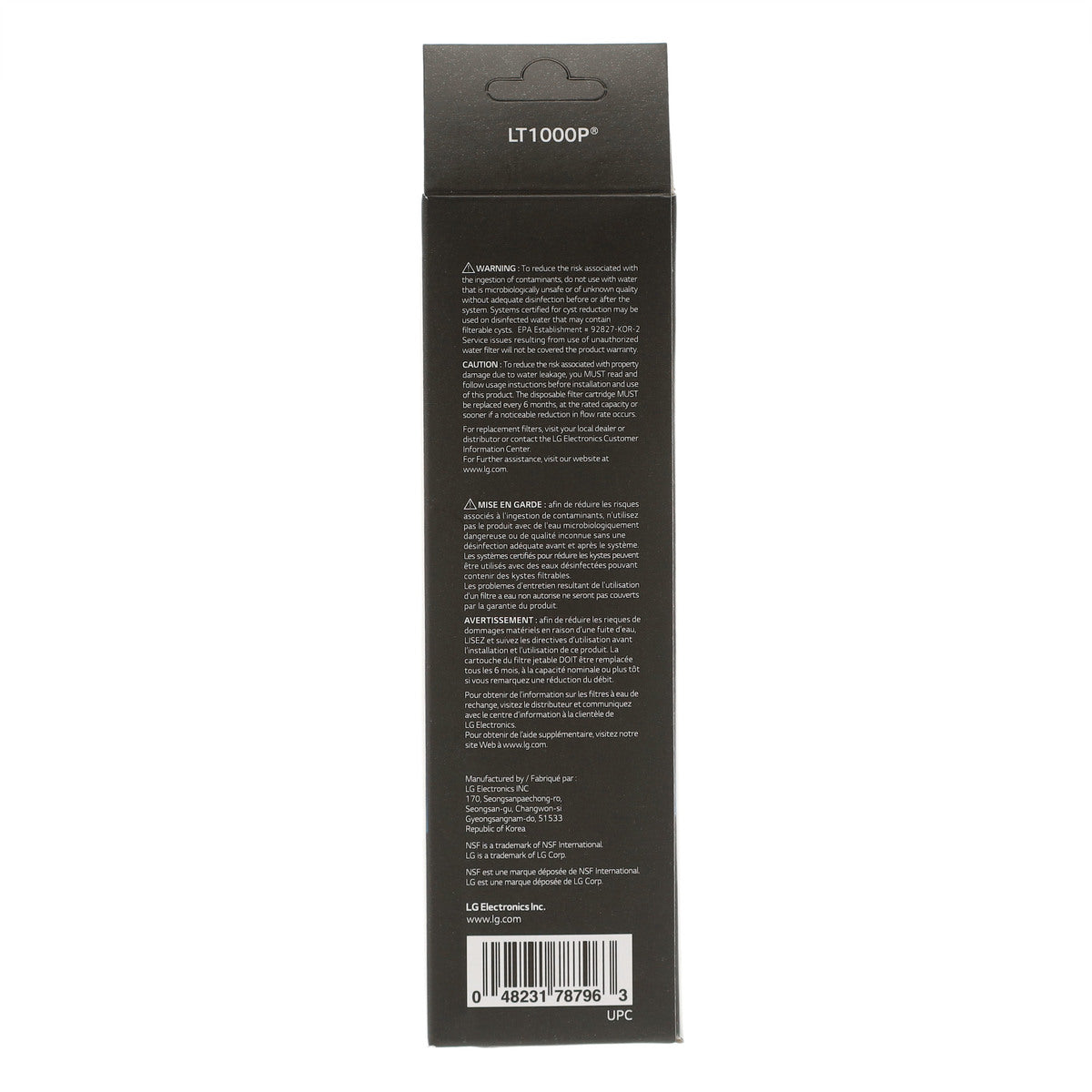 LG AGF80300704 Refrigerator Water Filter, LT1000P LG