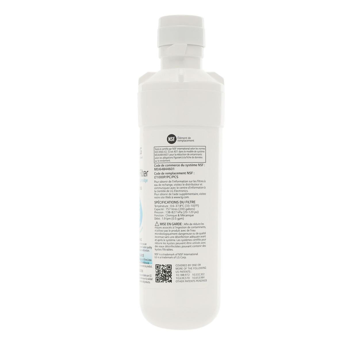 LG AGF80300704 Refrigerator Water Filter, LT1000P LG
