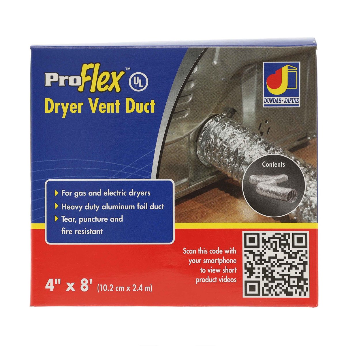 Dundas Jafine ProFlex Dryer Transition Duct, 4" x 8'
