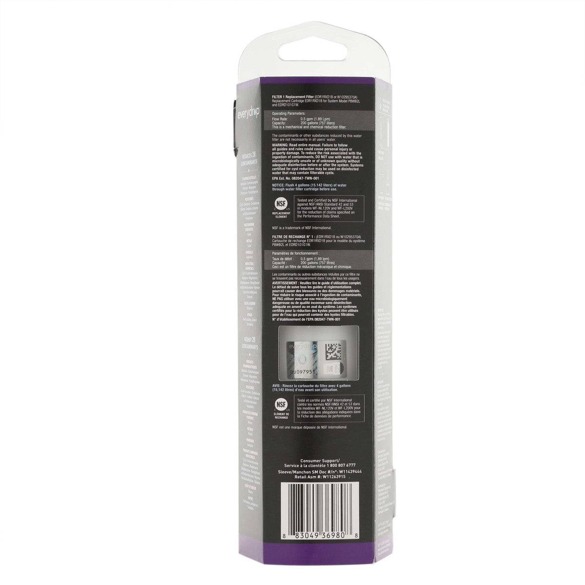 Whirlpool EDR1RXD1B Everydrop Refrigerator Water Filter, #1 / W10295370A Whirlpool