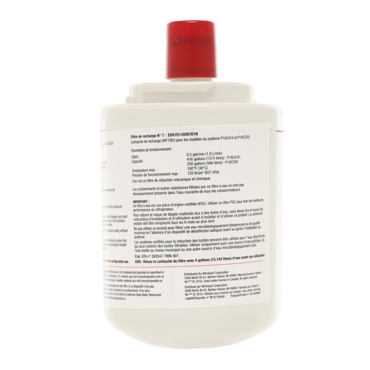 Whirlpool EDR7D1B Everydrop Refrigerator Water Filter, #7/Ukf7003 Whirlpool
