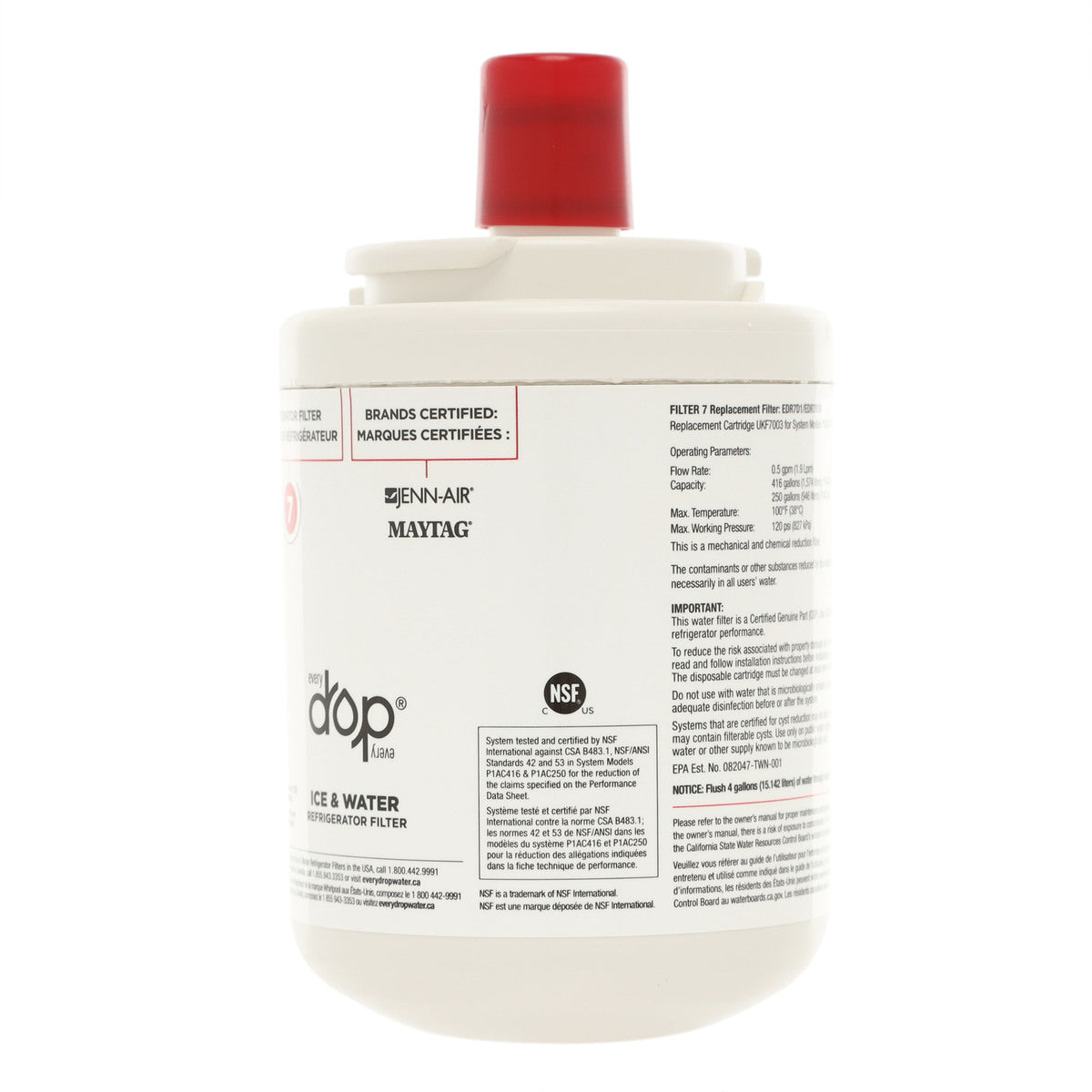 Whirlpool EDR7D1B Everydrop Refrigerator Water Filter, #7/Ukf7003 Whirlpool