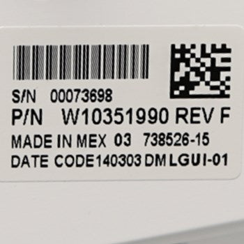 Whirlpool WPW10351990 CNTRL-ELEC User Interface Whirlpool