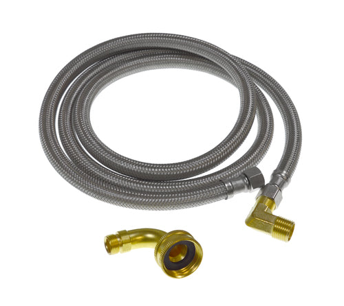 Aqua-Dynamic Universal 60" Dishwasher Supply Line, Includes 2 Elbows, Stainless