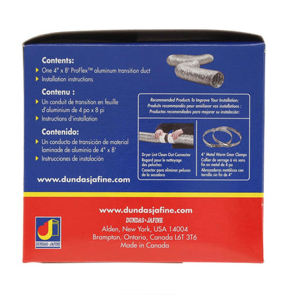 Dundas Jafine ProFlex Dryer Transition Duct, 4" x 8'