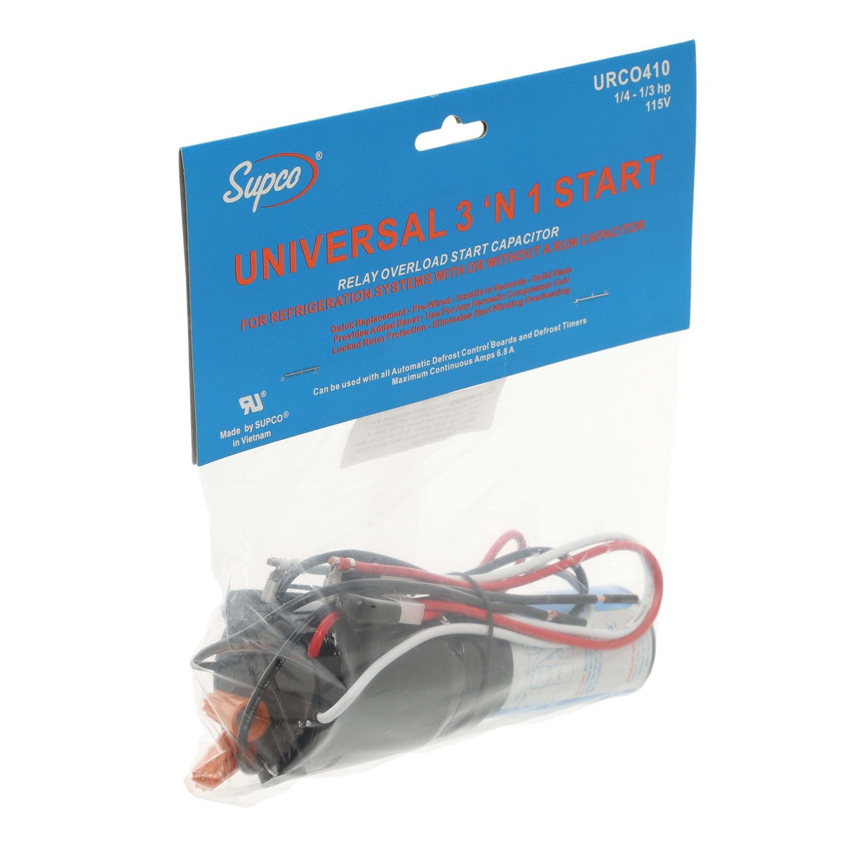 Universal URCO410 Refrigerator 3 'N 1 Relay, Overload & Start Capacitor Combo Supco